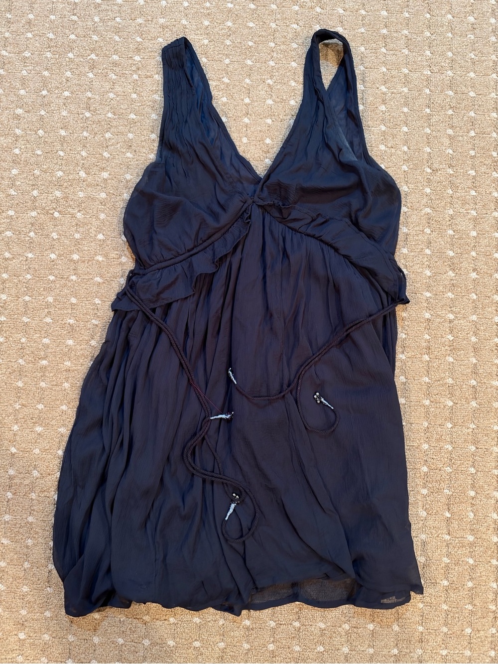 Free People Navy Blue Crinkle Swim Cover-Up